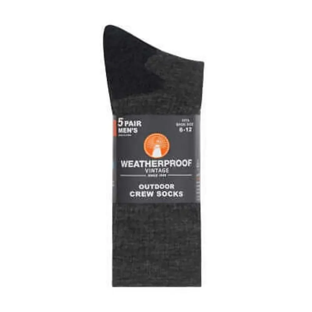 Weatherproof Men's Outdoor Crew Sock, 5-pair